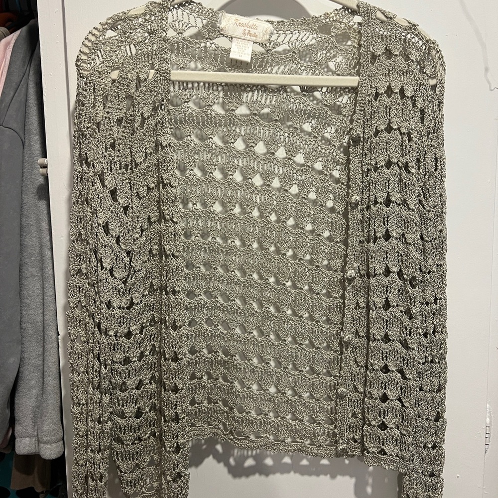 Kaktus Women's Open-Knit Cardigan in Gray